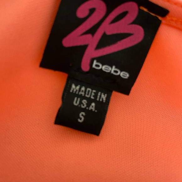 Bebe Neon Orange Cut-Out Crop Top - Picture 2 of 3